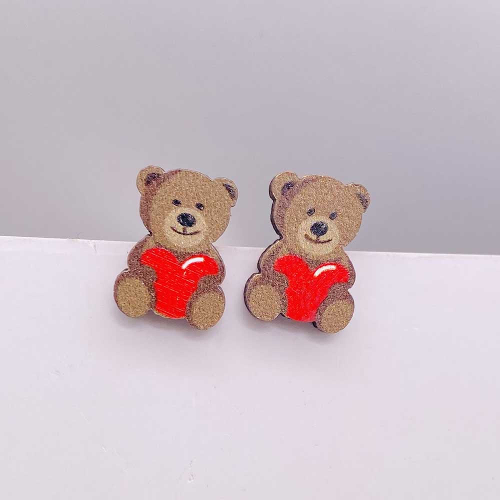 Wholesale Valentine's Day Pink Envelope Dwarf Rose Wooden Earrings